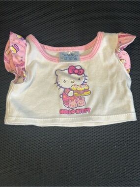 Build-A-Bear White & Pink Hello Kitty Ruffle Sleeve Top